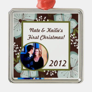 Kerstornament Hawaïaanse blauwe bloemen Metalen Ornament