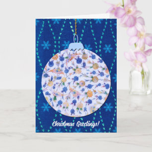 Kerstornament in vintage stijl in blauw kaart