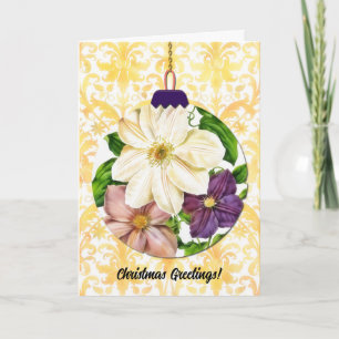 Kerstornament met bloemmotief in vintage stijl, ge kaart