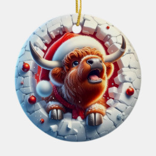 Kerstornament met Highland-koe Keramisch Ornament