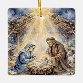 Kerstornament met Kerststal Keramisch Ornament