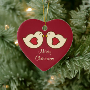 Kerstornament met Liefdesvogels Keramisch Ornament