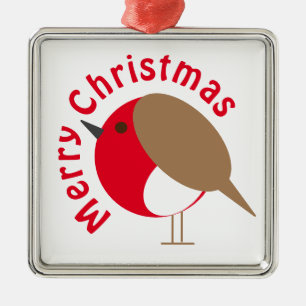 Kerstornament met roodborstje metalen ornament