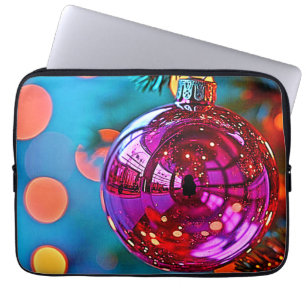Kerstornament met sprankelend ontwerp laptop sleeve