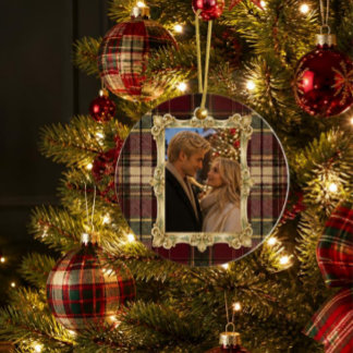 Kerstornament met vintage tartan ruit keramisch ornament