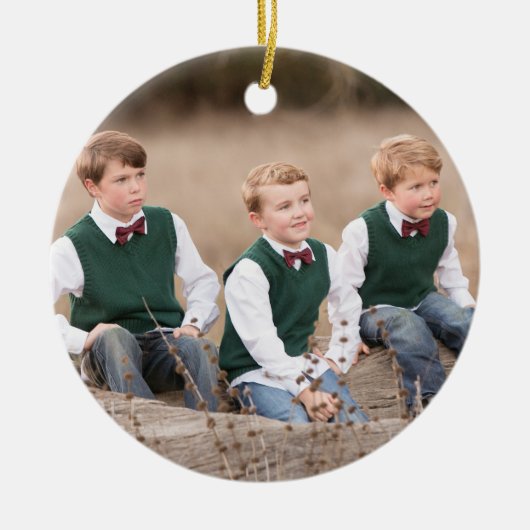 kerstornament PHOTO FRONT and MESSAGE ON BACK Keramisch Ornament (Voorkant)