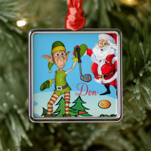 kerstornament Santa Golf Metalen Ornament