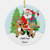 Kerstornament Santa & Reindeer personaliseren Keramisch Ornament (Achterkant)
