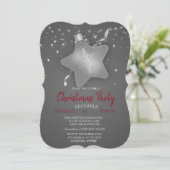 Kerstornament Star Silver Party Kaart (Staand voorkant)