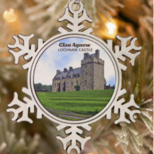 Kerstornament van Lochnaw Castle van Clan Agnew Tin Sneeuwvlok Ornament