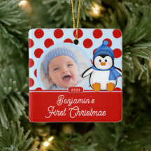 Kerstornament voor eerste kerst van pinguïnbaby
