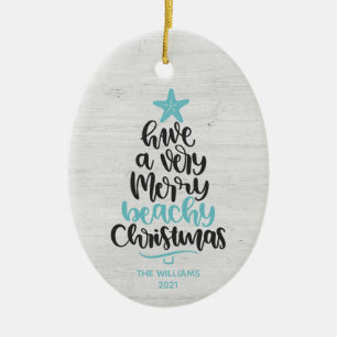 Kerstornament voor het strand keramisch ornament