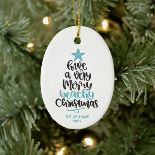 Kerstornament voor het strand keramisch ornament