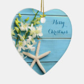 Kerstornamenten met strandthema Hart Zeester Keramisch Ornament (Rechts)