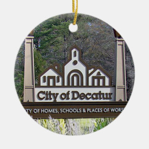 Kerstornamenten van de stad Decatur Georgia Keramisch Ornament