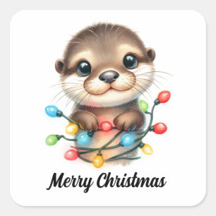 Kerstotter Vierkante Sticker