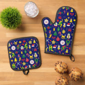 Kerstoven Mitt en Pothouders Ovenwant & Pannenlap Set (Top down)