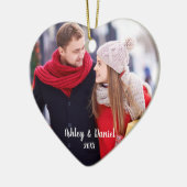 Kerstpaar Foto rood hart Keramisch Ornament (Links)