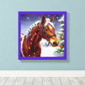 Kerstpaard 3 canvas afdruk (Insitu (Houten vloer))