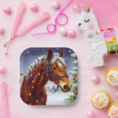 Kerstpaard 3 papieren bordje (Feest)