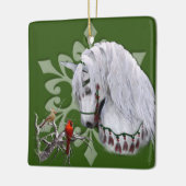 Kerstpaard en kardinalen tweezijdig Ornament (Links)