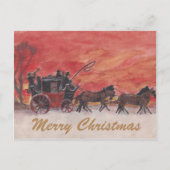 Kerstpaard en koets in de sneeuw feestdagenkaart (Voorkant)
