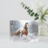 Kerstpaard en sneeuw feestdagenkaart (Staand voorkant)
