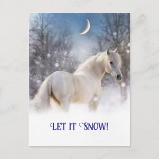 Kerstpaard en sneeuw feestdagenkaart
