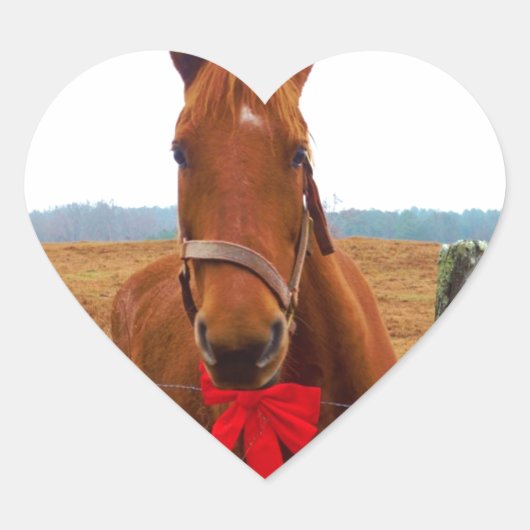 kerstpaard hart sticker (Voorkant)