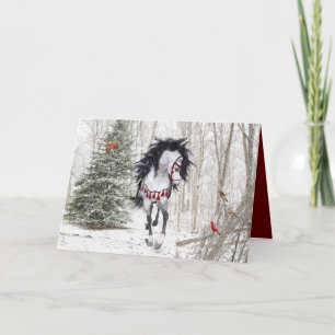 Kerstpaard & Kardinalen Vouwkaart Kaart