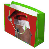 kerstpaard met Pet van de kerstman Groot Cadeauzakje (Achterkant Gekanteld)