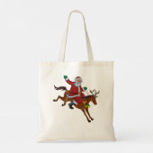 Kerstpaard Riding Santa Grafisch Tote Bag (Achterkant)