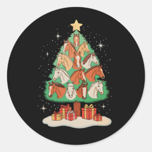 Kerstpaarden Boom Paard Kerstlichten Vakantie Ronde Sticker