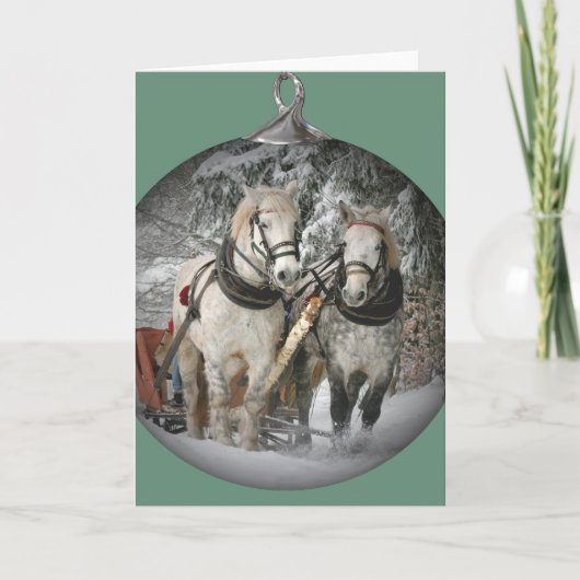 kerstpaarden feestdagen kaart (Voorkant)