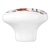 Kerstpaarden in sneeuw keramische knop (Zijkant)