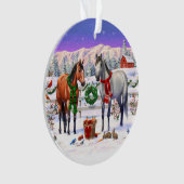 Kerstpaarden in sneeuw ornament (voorkant)