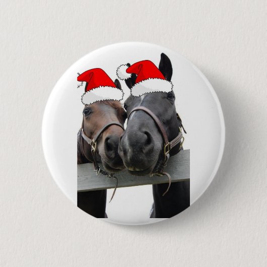 kerstpaarden ronde button 5,7 cm (Voorkant)