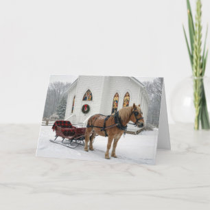 Kerstpaardenslee Gewacht Bij een Kapel Kaart