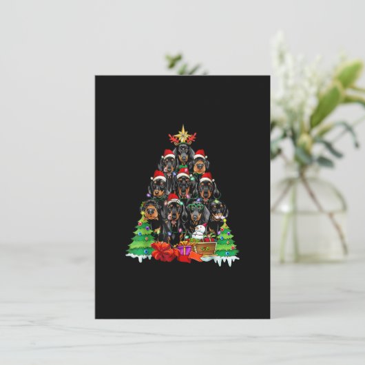 kerstpajama dachshund Tree-doosjes voor hond D Kaart (Staand voorkant)