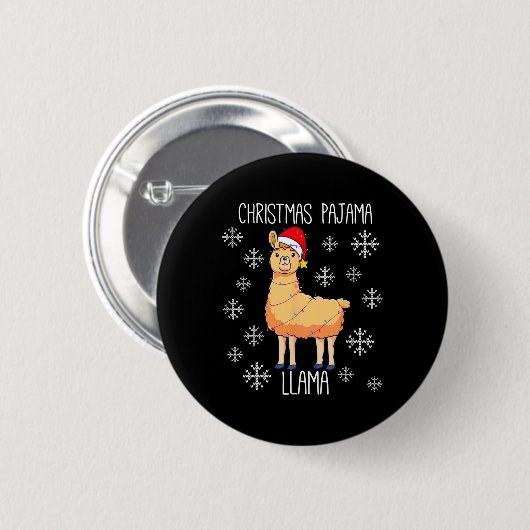 KerstPajama Llama Ronde Button 5,7 Cm (Voorkant /achterkant)