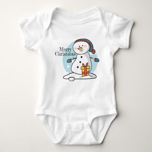 kerstpak Snowman Baby Bodysuit (Voorkant)