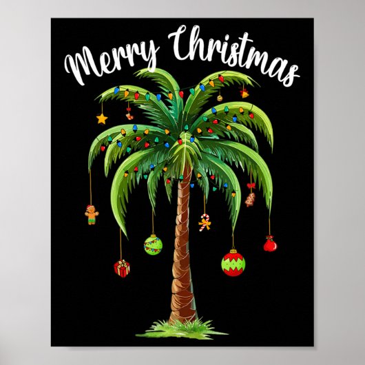 Kerstpalm Kerstboom Tropisch strand Hawaii Wom Poster (Voorkant)