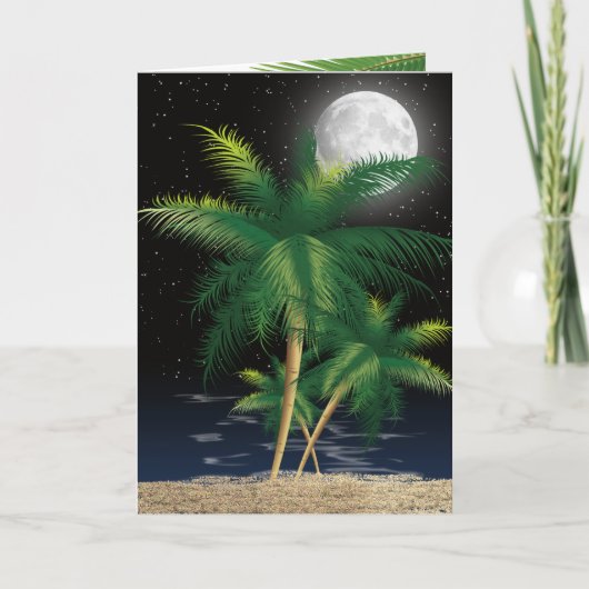 Kerstpalmbomen in maanlicht kaart (Voorkant)