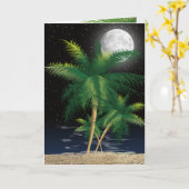 Kerstpalmbomen in maanlicht kaart (Gele Bloem)