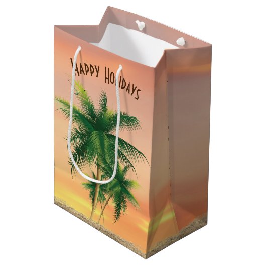 Kerstpalmbomen in zand medium cadeauzakje (Voorkant Gekanteld)