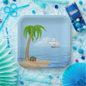 Kerstpalmboom en kat papieren bordje (Feest)