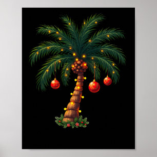 Kerstpalmboom Feestelijke Lichten Schattige Tropis Poster