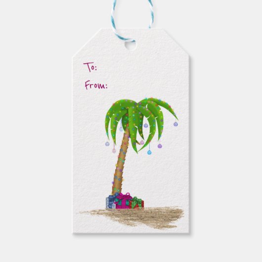 Kerstpalmboom in zand cadeaulabel (Voorkant)