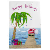 Kerstpalmboom in zand medium cadeauzakje (Voorkant)