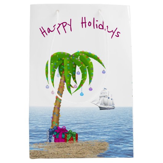 Kerstpalmboom in zand medium cadeauzakje (Voorkant)